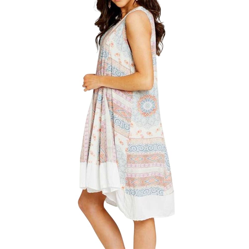 Altar'd State Dress sz L pastels Bandana Print Sleeveless Flowy Boho Western XL? - Picture 3 of 14